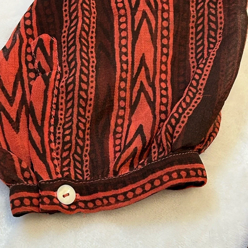 Free People Beaded Printed Boho Blouse | Size Small